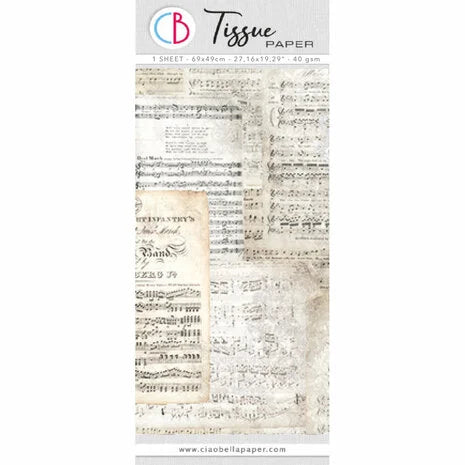 Ciao Bella Tissue Paper 69x49cm Vintage Music Sheet