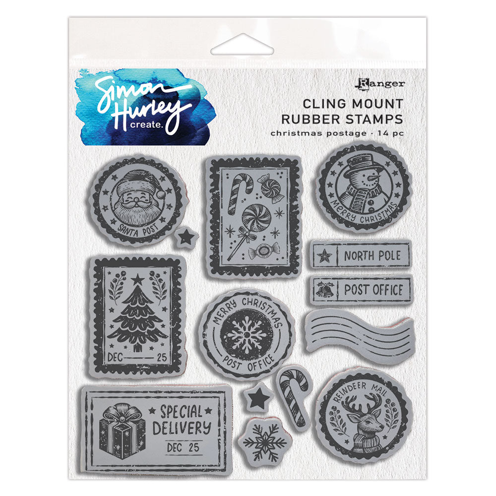 Ranger Simon Hurley create. Cling Mount Stamp 6x6" - Christmas Postage