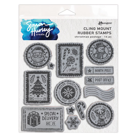 Ranger Simon Hurley create. Cling Mount Stamp 6x6" - Christmas Postage