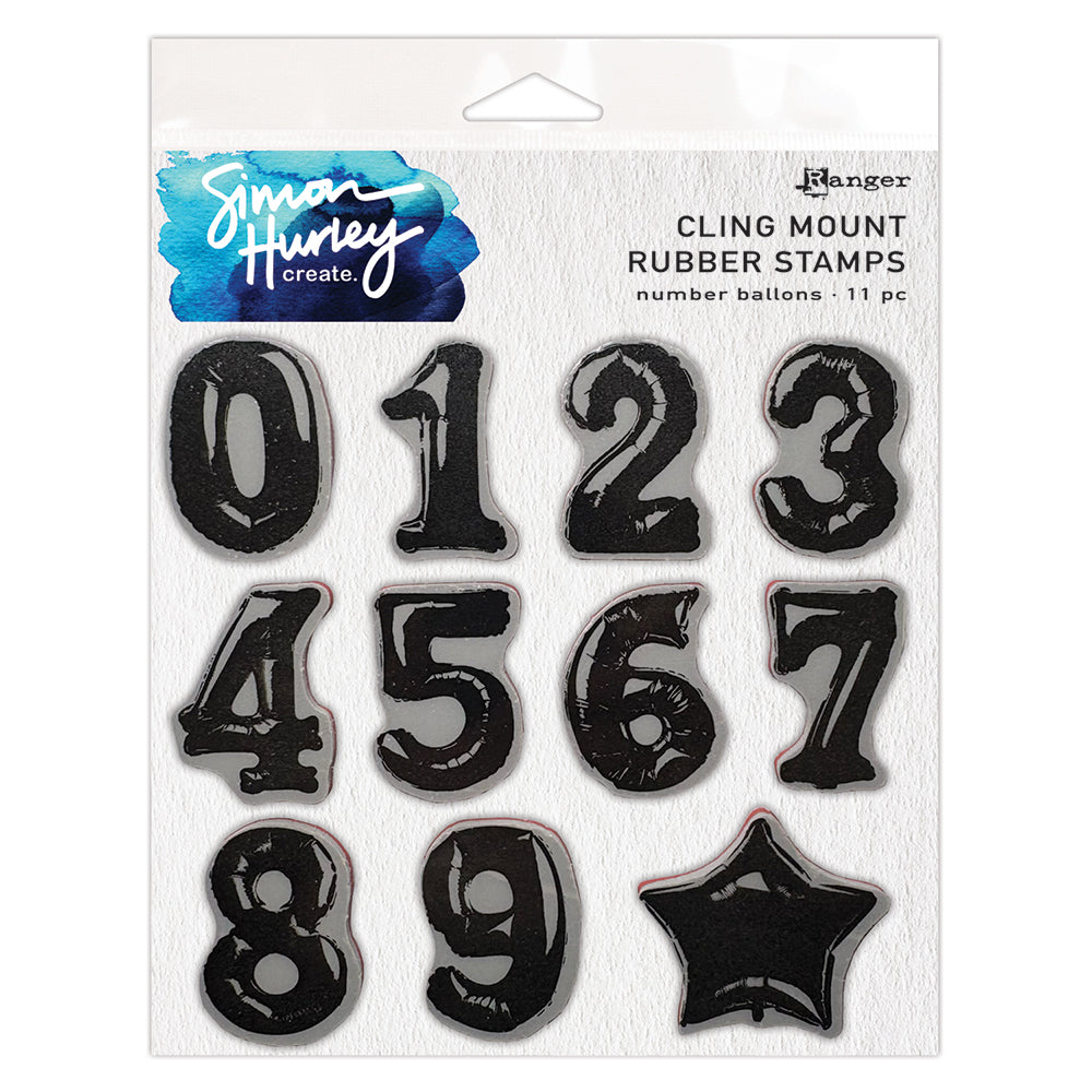 Simon Hurley create. Cling Mount Stamp (6" x 6") Number Balloons