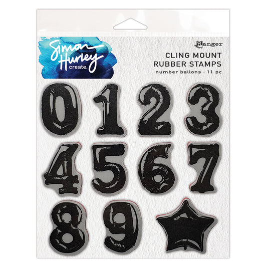 Simon Hurley create. Cling Mount Stamp (6" x 6") Number Balloons