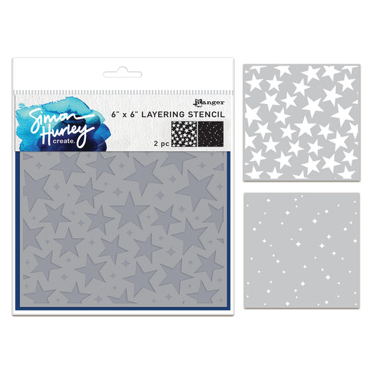 Ranger Simon Hurley create. Layering Stencils - Sparkling Stars (2 Pcs)