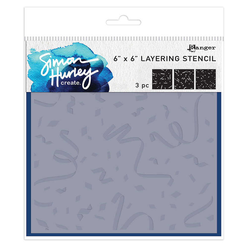 Ranger Simon Hurley create. Stencils - Cue The Confetti (3 pieces)