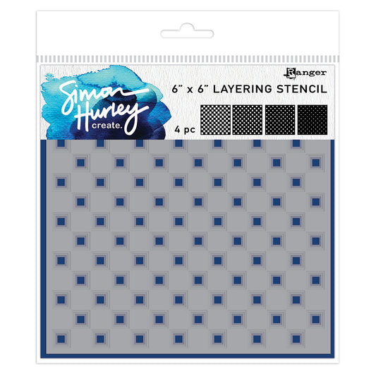 Ranger Simon Hurley create. Layering Stencil - Checkered (4 pieces)