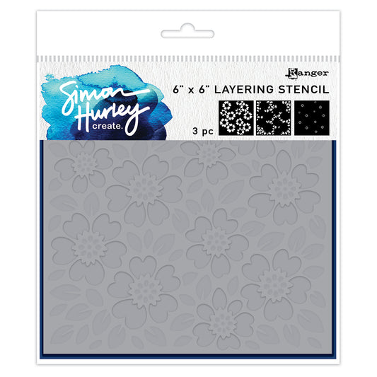 Ranger Simon Hurley create. Layering Stencil - Whimsy Flowers (3 pieces)