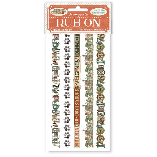 Stamperia Furry Friends Rub-On 4x8,5 Inch Stripes