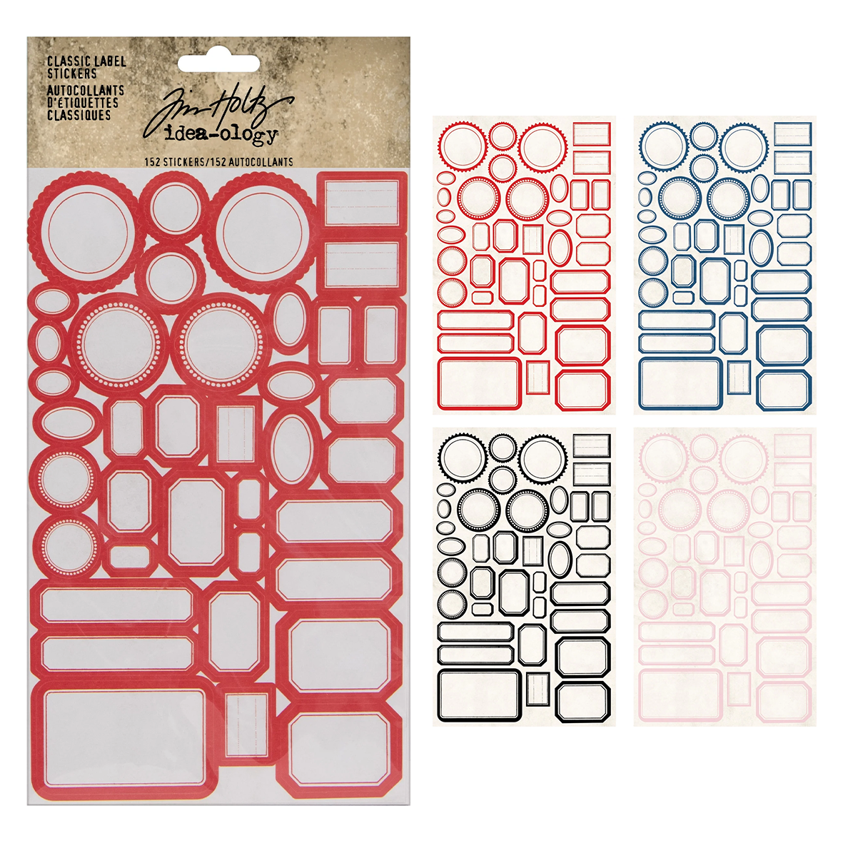 Idea-ology Tim Holtz Classic Label Stickers 152 Pcs - Red/White