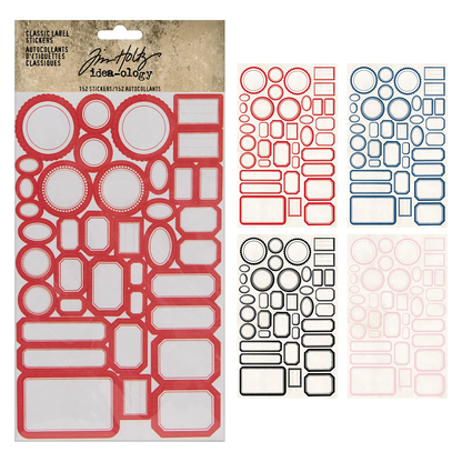 Idea-ology Tim Holtz Classic Label Stickers 152 Pcs - Red/White