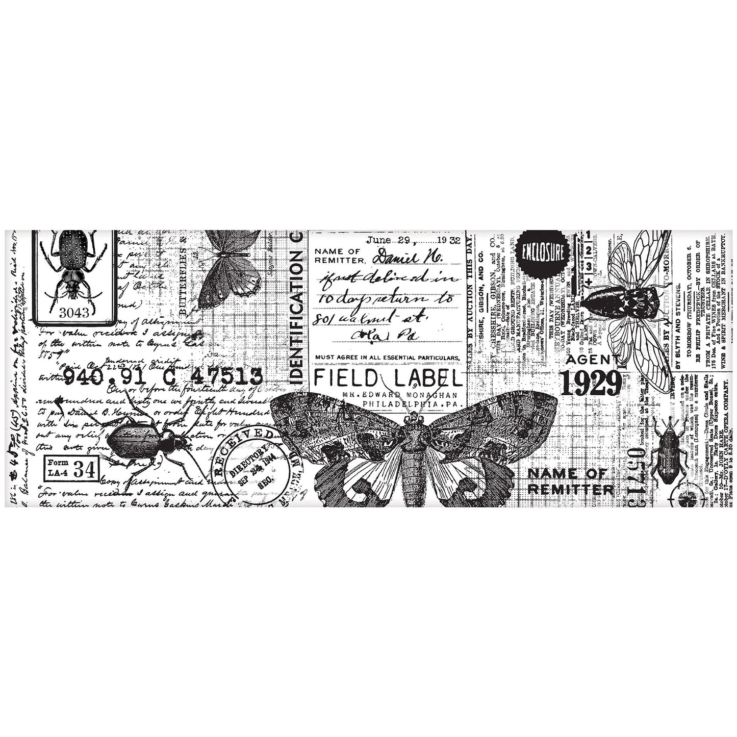 Idea-ology Tim Holtz Collage Paper 6"X6yds - Entomology