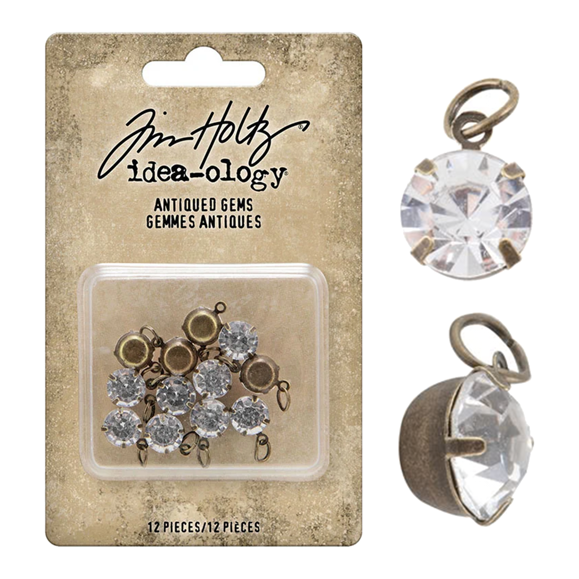 Idea-ology Tim Holtz Metal Adornments 12 Pcs - Antiqued Gems