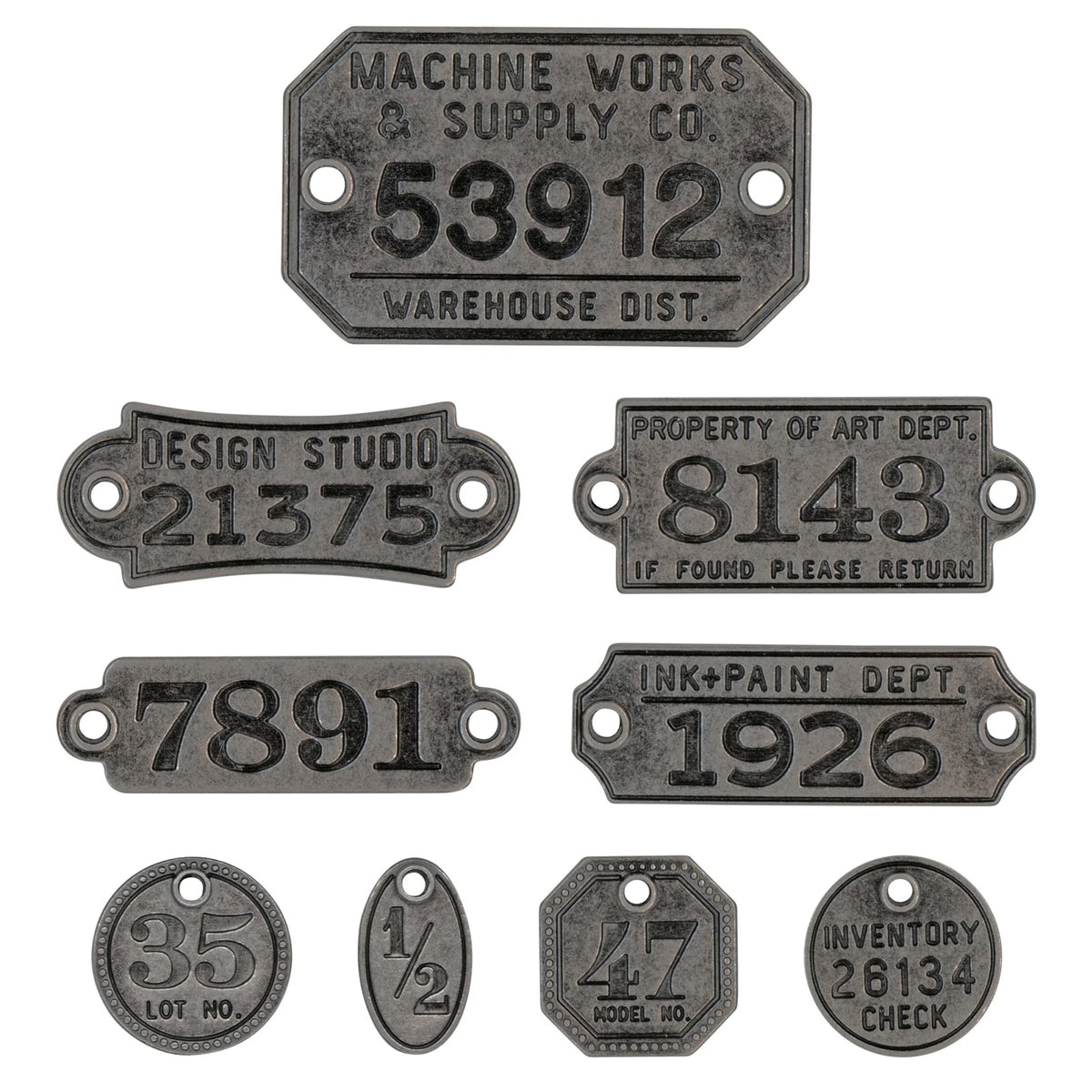 Idea-ology Tim Holtz Metal Factory Tags - 9 Pcs – AALL & Create