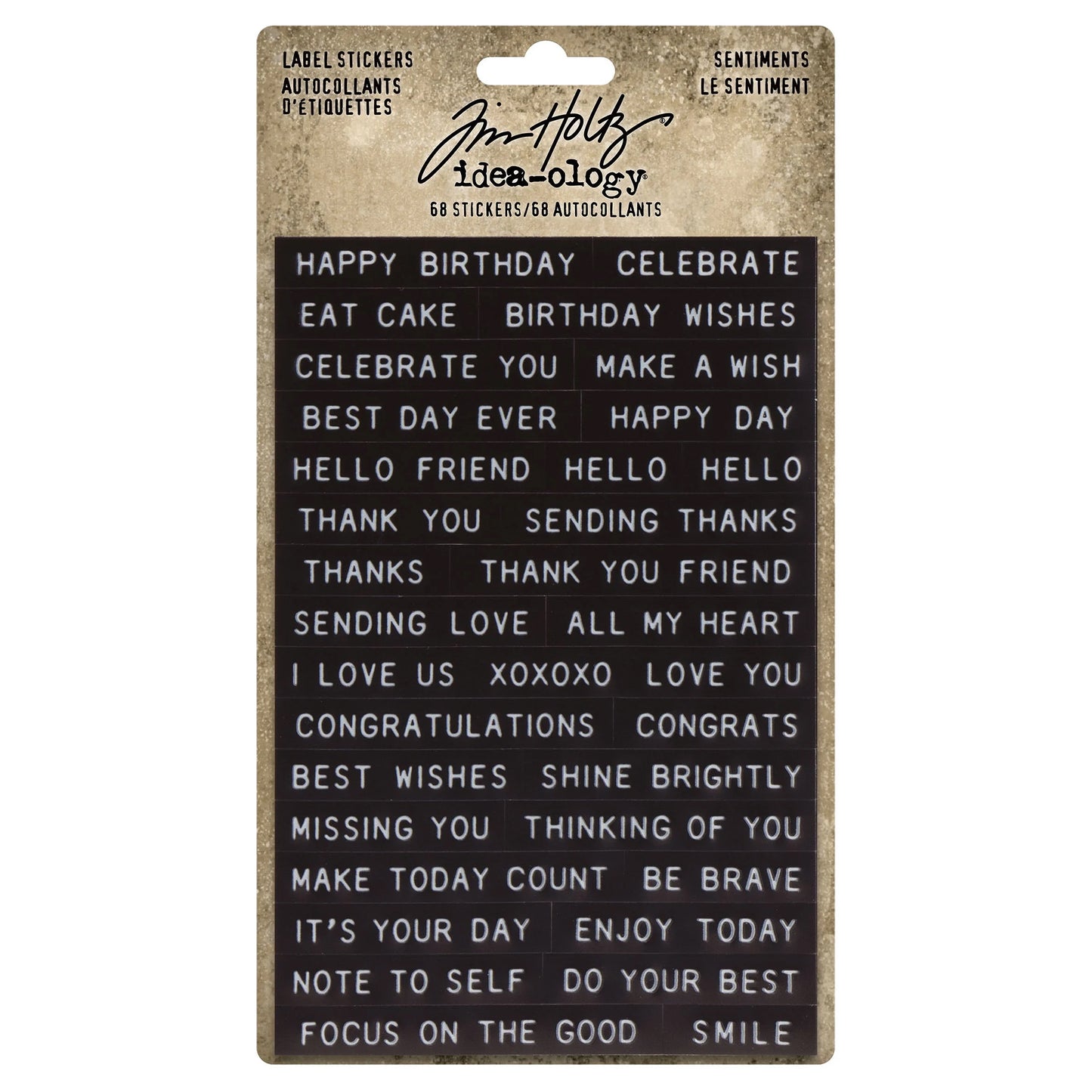 Idea-ology Tim Holtz Sentiments Label Stickers - 68 Pcs