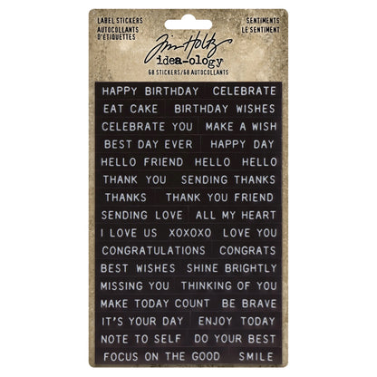 Idea-ology Tim Holtz Sentiments Label Stickers - 68 Pcs