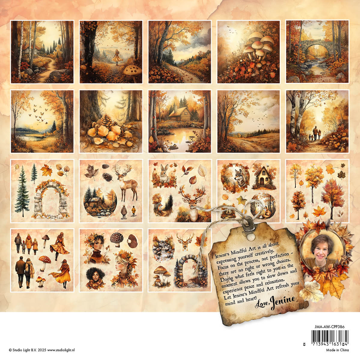Studio Light Jenine's Mindful Art - Autumn In The Woods - Collage Paper Pad Backgrounds & Elements