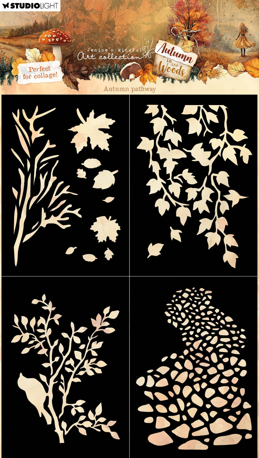 Studio Light Jenine's Mindful Art - Autumn In The Woods - Mask Set Autumn Pathway