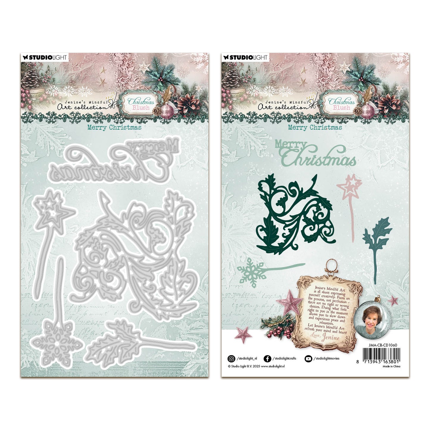 Studio Light Jenine's Mindful Art Christmas Blush - Cutting Die Merry Christmas