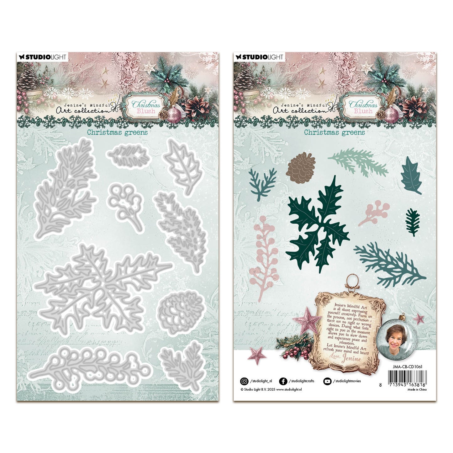 Studio Light Jenine's Mindful Art Christmas Blush - Cutting Die Christmas Greens