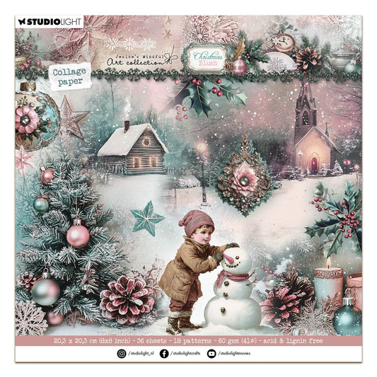 Studio Light Jenine's Mindful Art Christmas Blush - Collage Paper Pad Backgrounds & Elements