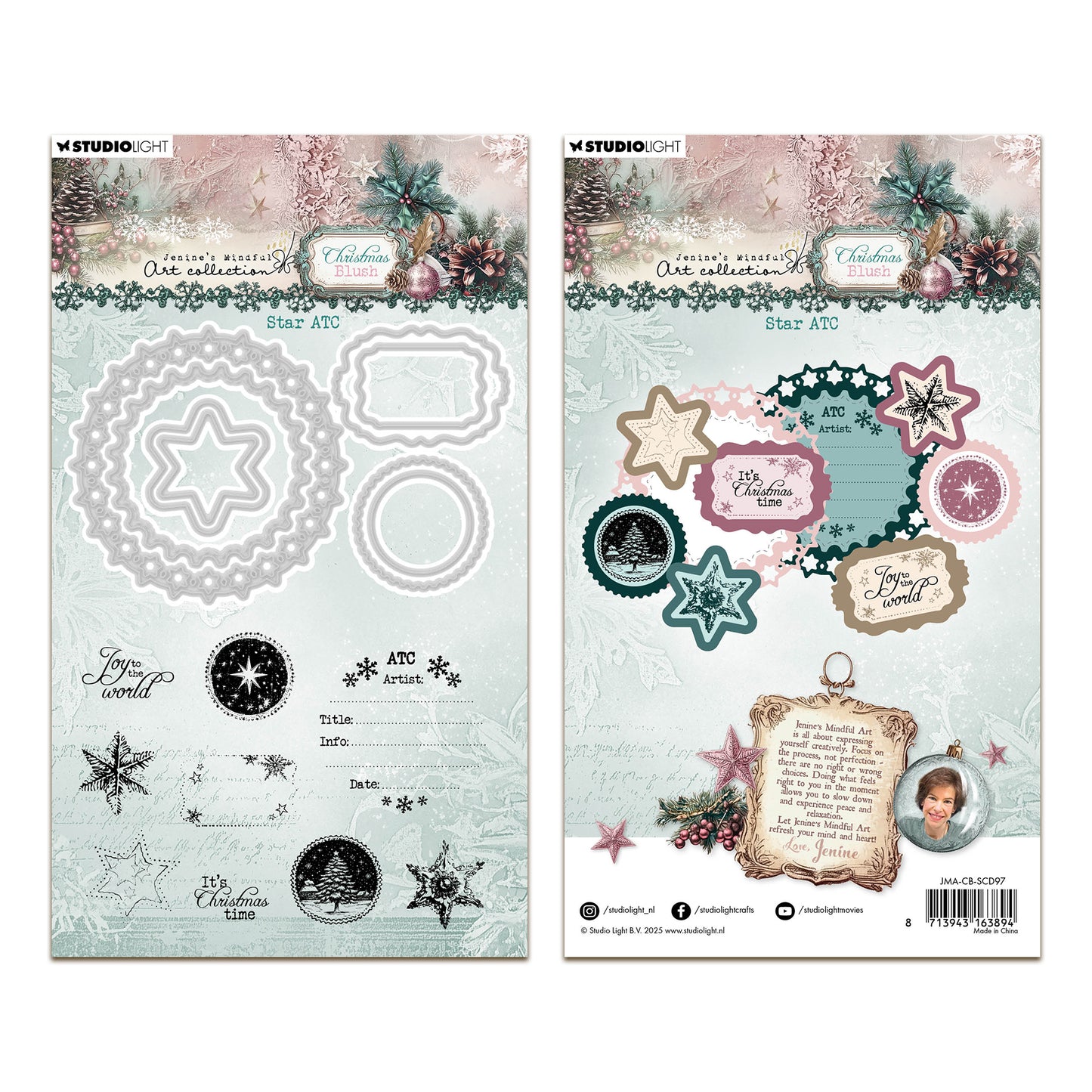 Studio Light Jenine's Mindful Art Christmas Blush - Stamp and Cutting Die Star ATC