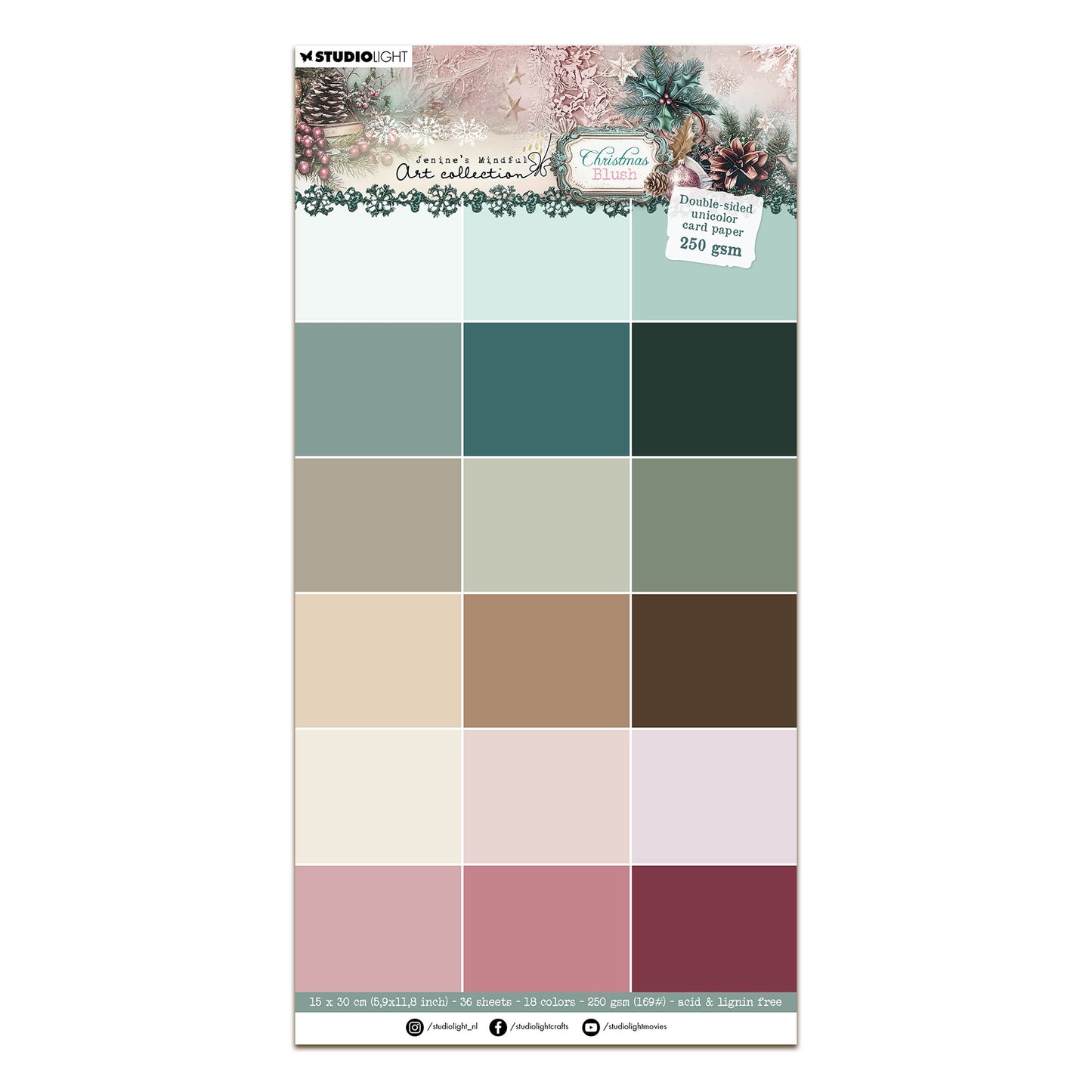 Studio Light Jenine's Mindful Art Christmas Blush - Unicolor Paper Pad Double-sided Card Paper