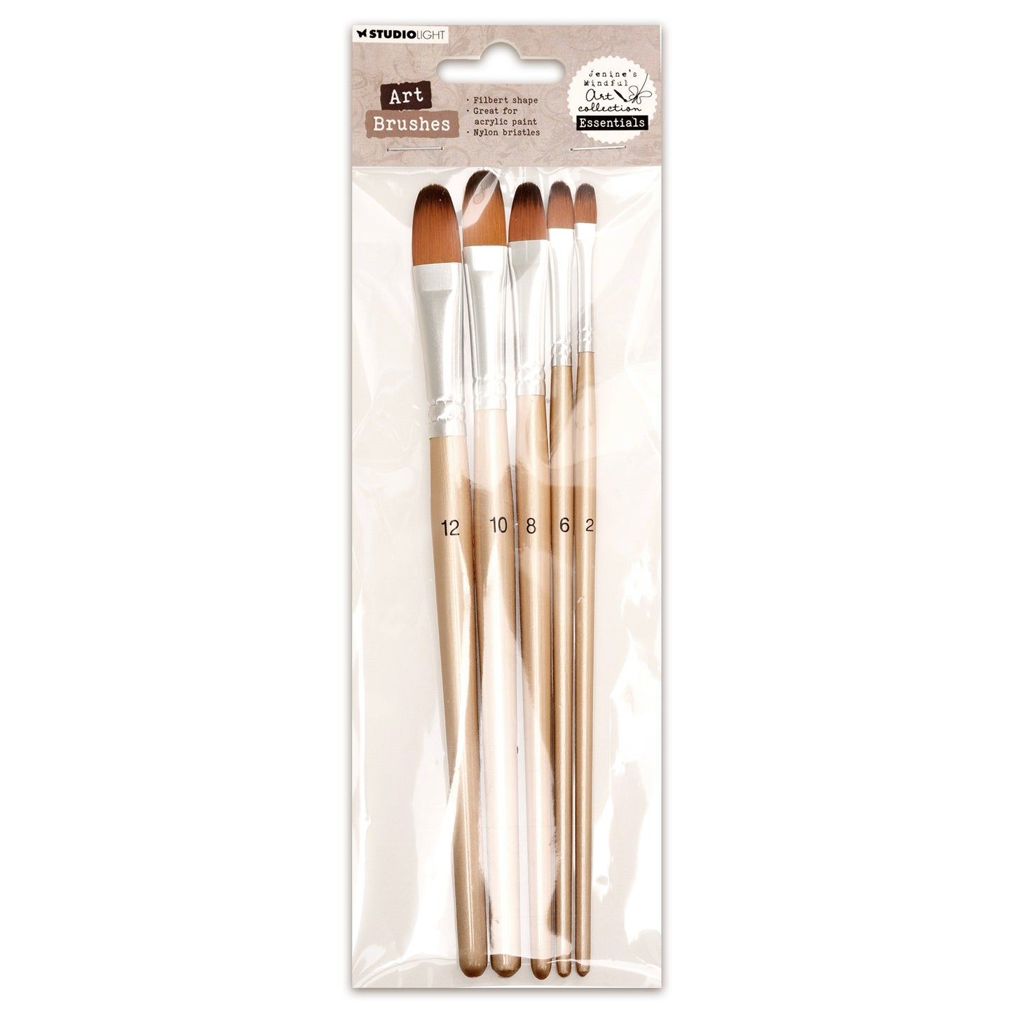 Studio Light Jenine's Mindful Art Brush Set Filbert, Size 2-4-6-8-10
