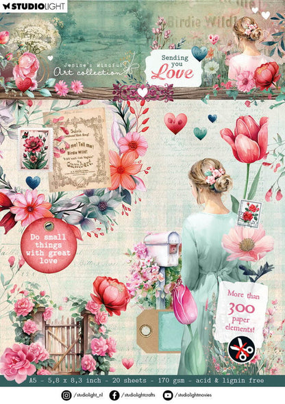 Studio Light Jenine's Mindful Art Collection Sending You Love Paper Elements Paper Pad