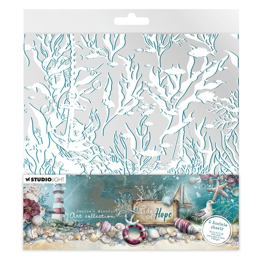 Studio Light JMA Acetate Sheets White & Retro Cyan Tide of Hope
