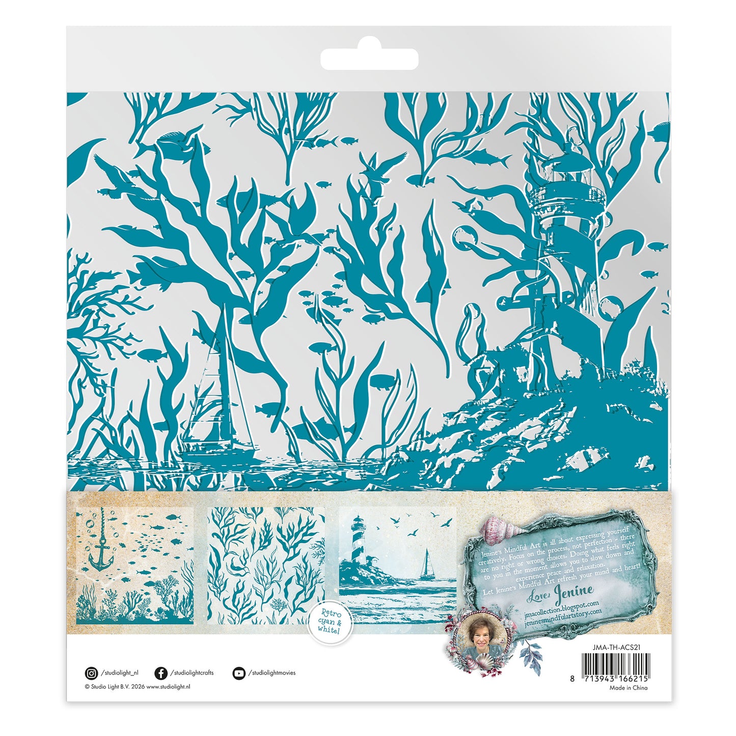 Studio Light JMA Acetate Sheets White & Retro Cyan Tide of Hope