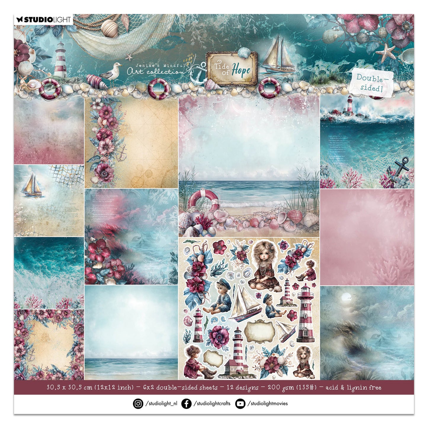 Studio Light JMA Designer Paper Pad Double-sided scrapbooking Tide of Hope