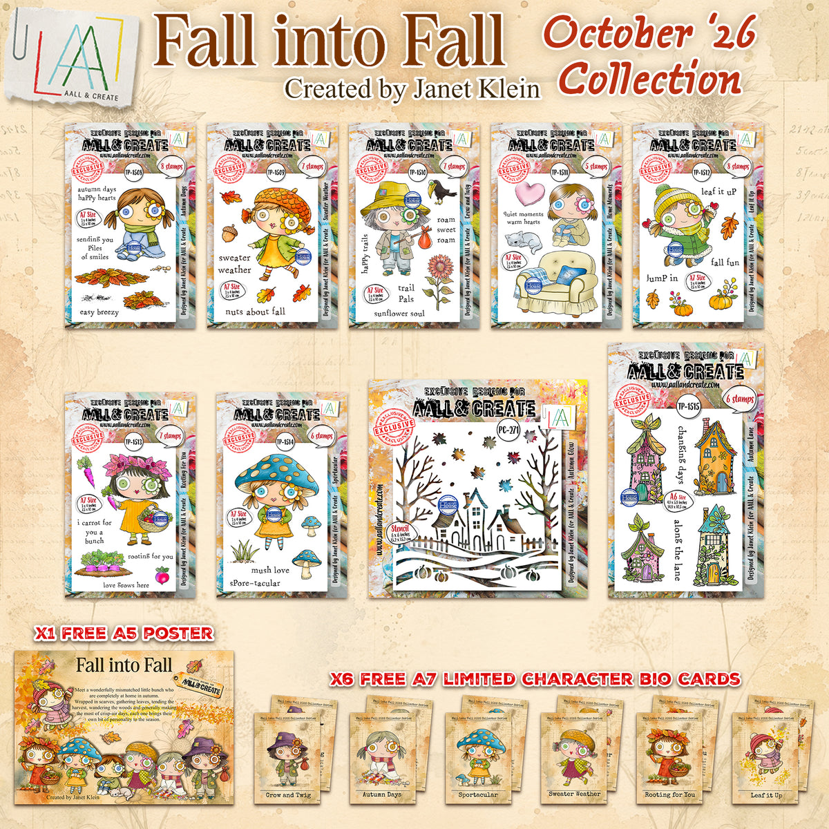 Janet Klein Fall into Fall Stamp Bundle + Free Poster & Bio Cards