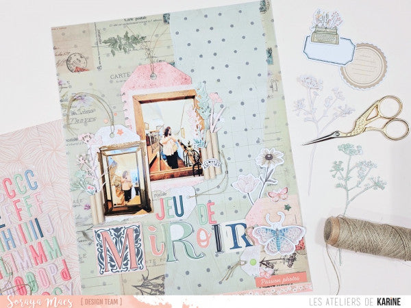 Les Ateliers De Karine Vintage Journal - Pack of 6 Printed Papers + 1 Acetate