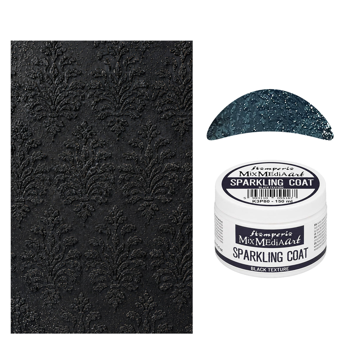 Stamperia Black Sparkling Coat 150ml