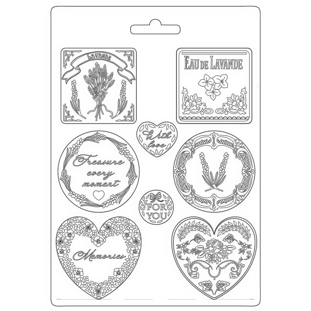 Stamperia Soft Mould A4 Provence Plates And Hearts