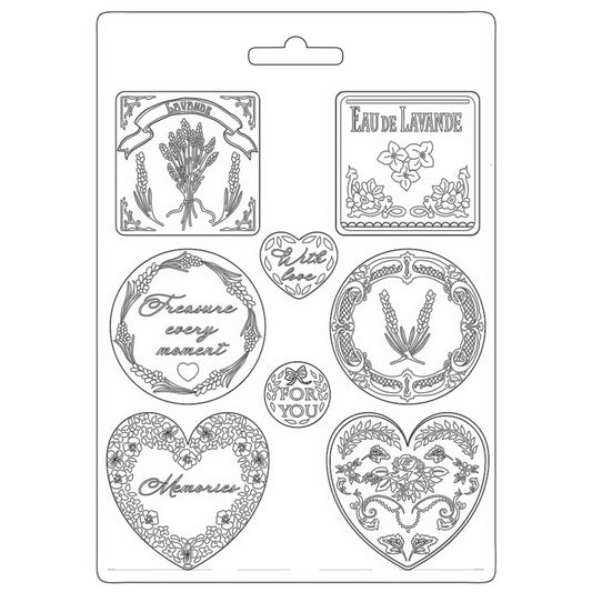 Stamperia Soft Mould A4 Provence Plates And Hearts