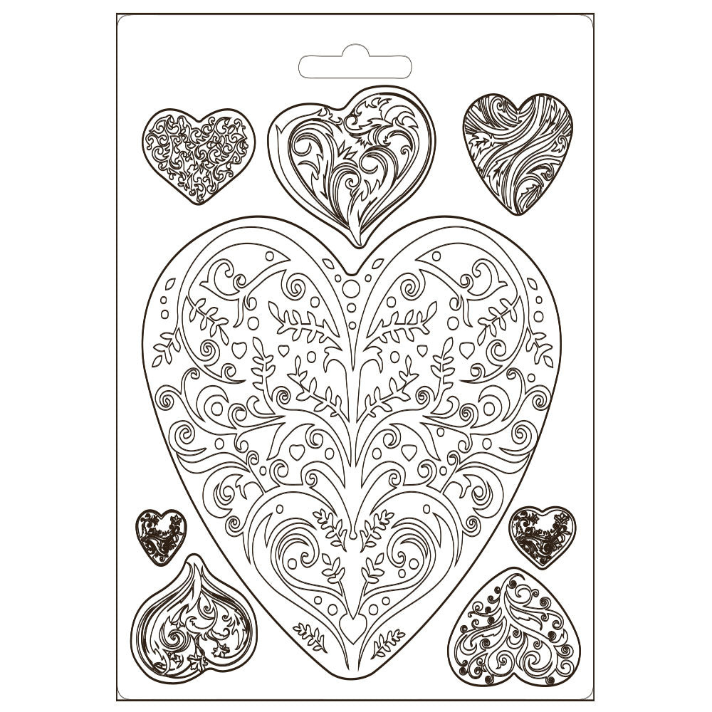 Stamperia Soft Mould A5 You And Me Hearts
