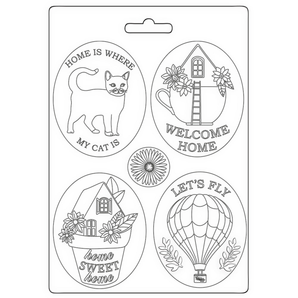 Stamperia Soft Mould A5 Create Happiness Welcome Home Plates