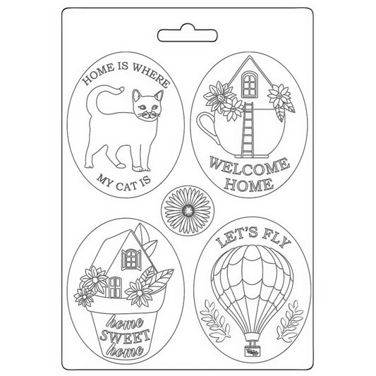Stamperia Soft Mould A5 Create Happiness Welcome Home Plates