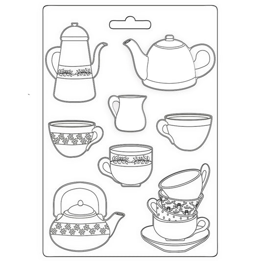 Stamperia Soft Mould A5 Create Happiness Welcome Home Cups