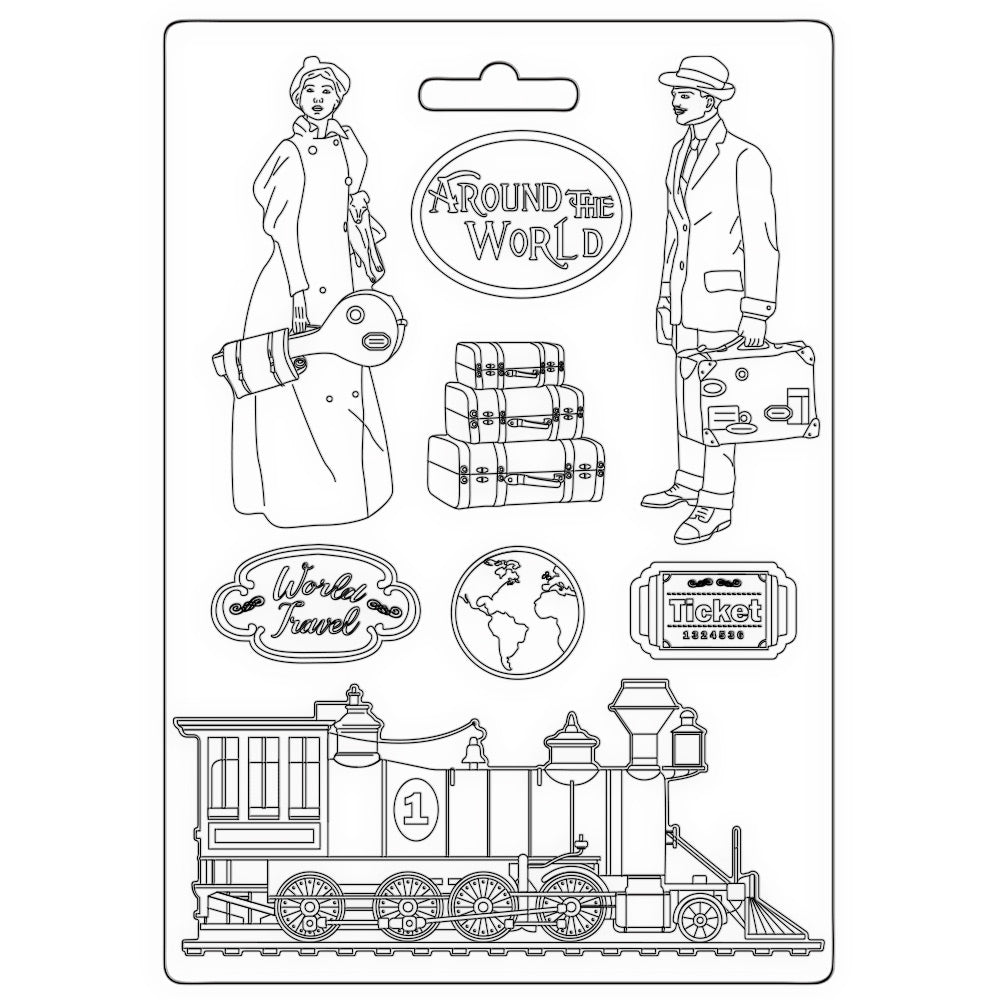 Stamperia Soft Mould A5 Around The World Train