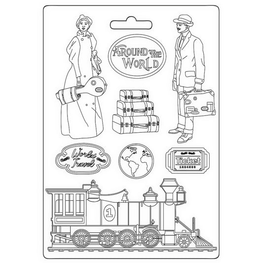 Stamperia Soft Mould A5 Around The World Train