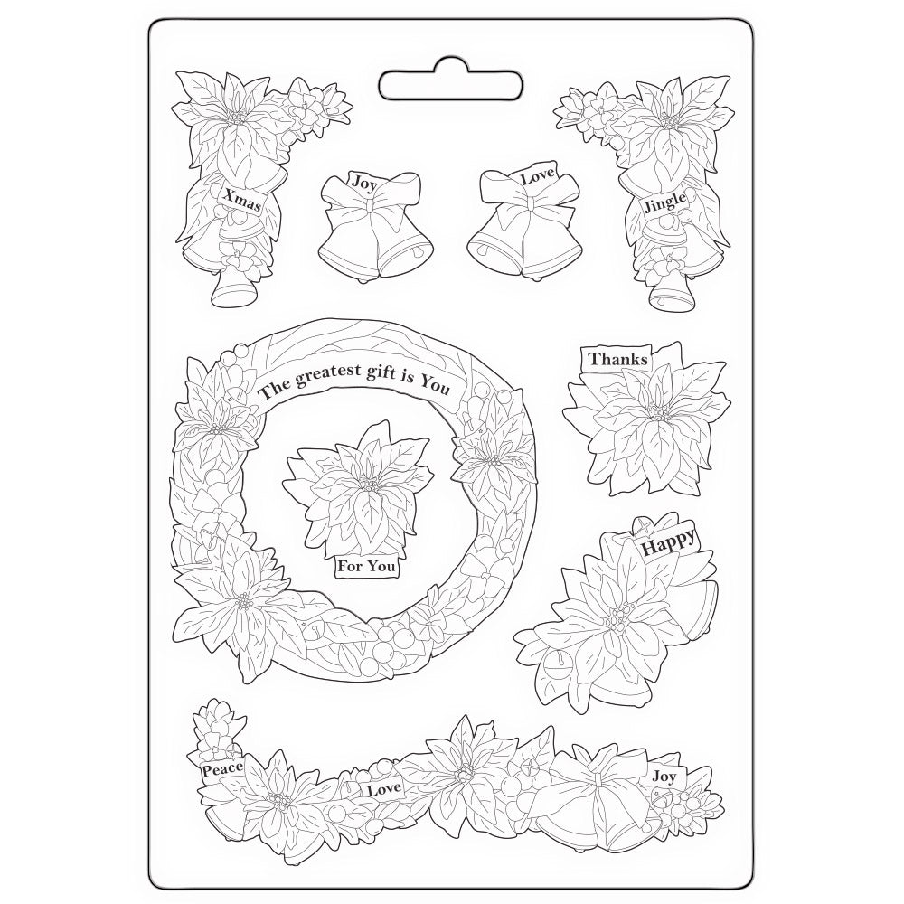 Stamperia Soft Mould A5 Poinsettia And Garlands