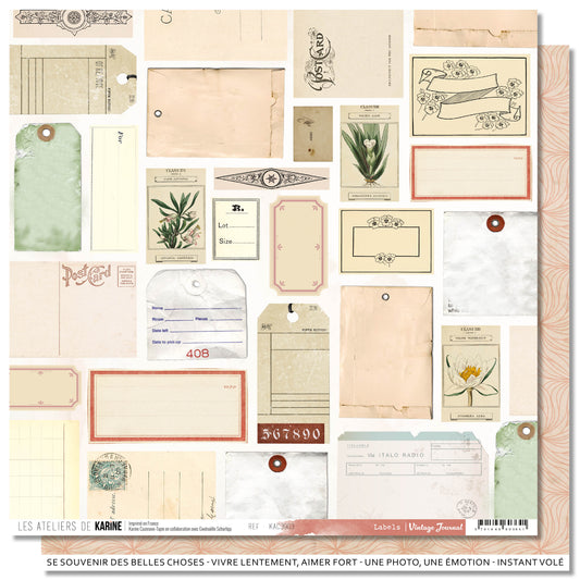 Les Ateliers De Karine Vintage Journal - Paper (1pc) - Labels