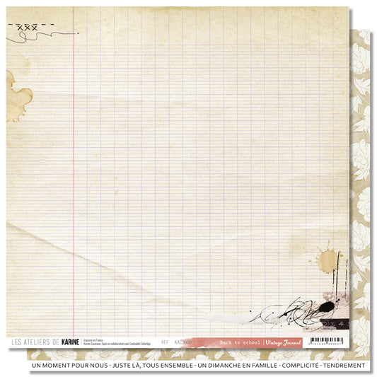 Les Ateliers De Karine Vintage Journal - Paper (1pc) - Back to School