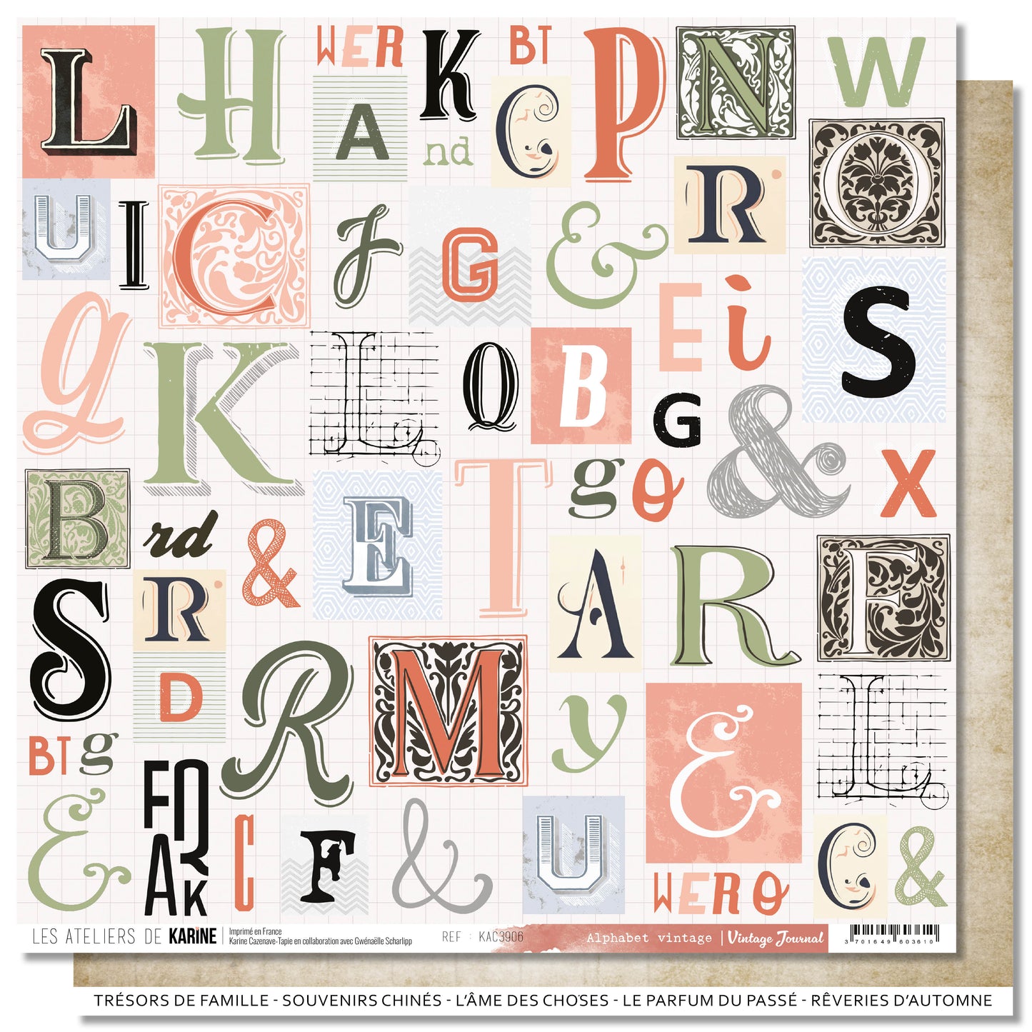 Les Ateliers De Karine Vintage Journal - Paper (1pc) - Alphabet Vintage