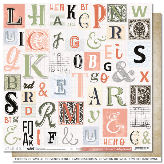 Les Ateliers De Karine Vintage Journal - Paper (1pc) - Alphabet Vintage