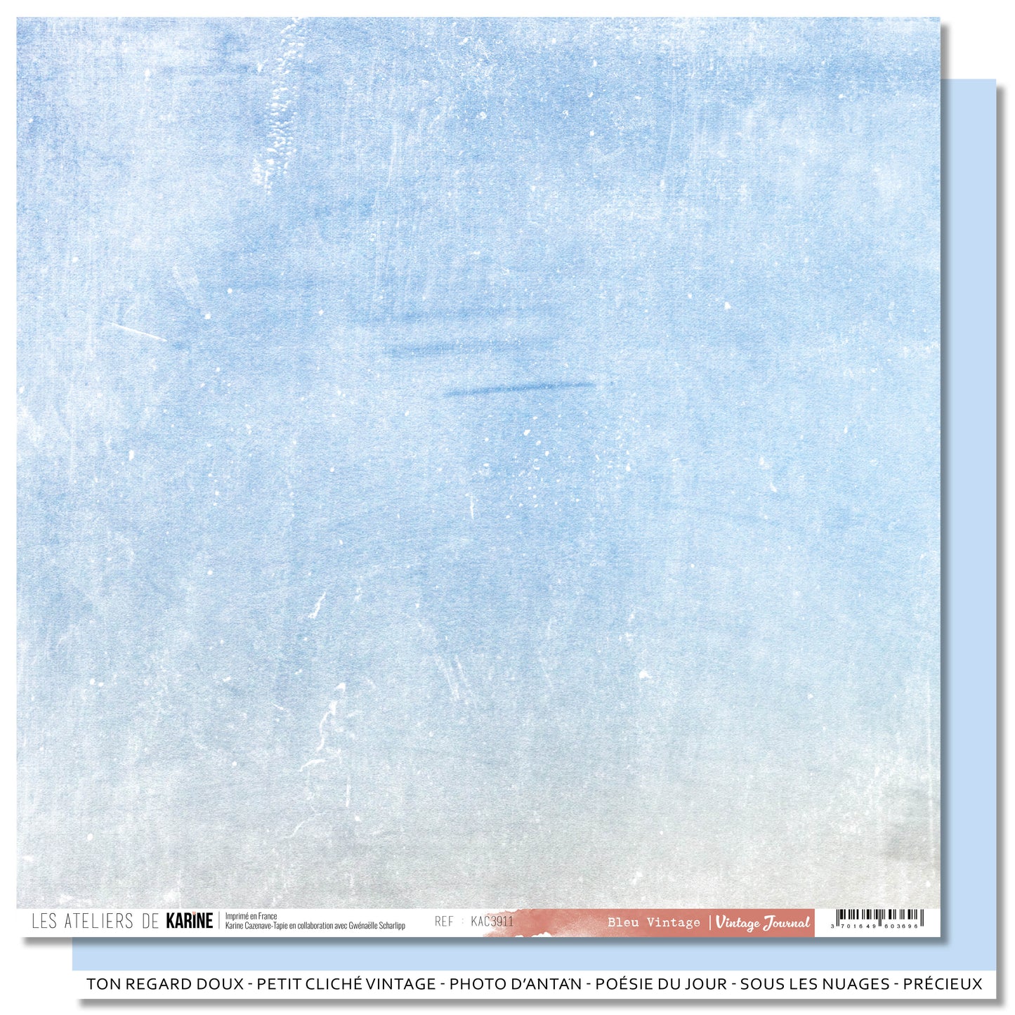 Les Ateliers De Karine Vintage Journal - Paper (1pc) - Blue Vintage