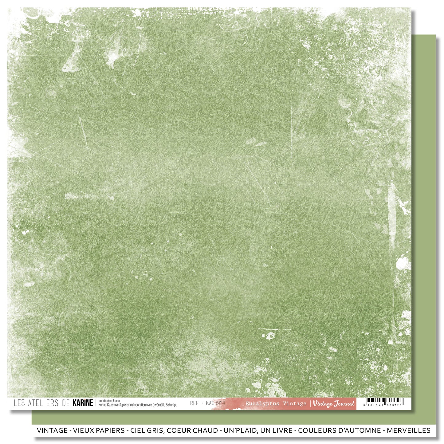 Les Ateliers De Karine Vintage Journal - Paper (1pc) - Eucalyptus Vintage