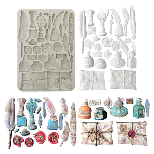 Stamperia Flowers and Poems A5 Silicon Mould Callygraphy