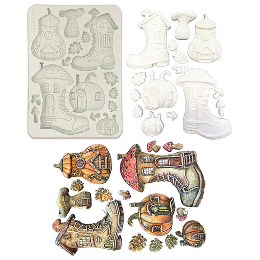 Stamperia Whispering Woods A5 Silicon Mould Boots and Pumpkin House