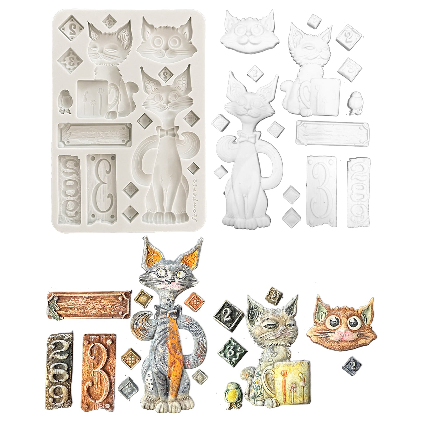 Stamperia Furry Friends A5 Silicon Mould Cats